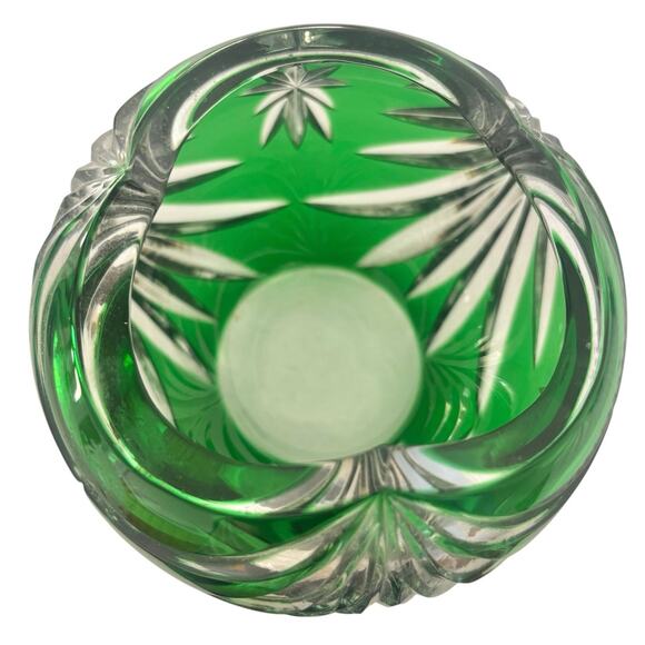 VINTAGE LENOX EMERALD GREEN CUT GLASS CRYSTAL BOWL - Picture 2 of 5